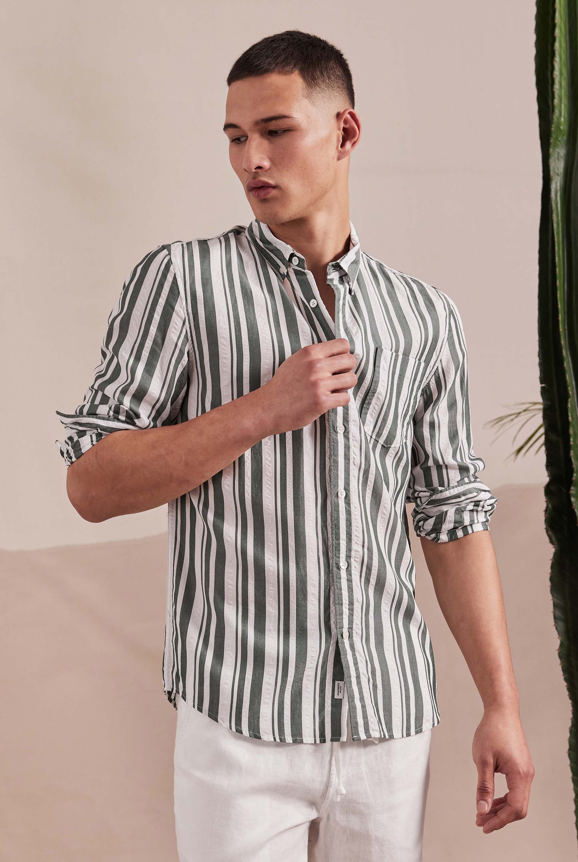 Burton Stripe Shirt in Jasper green Academy Brand