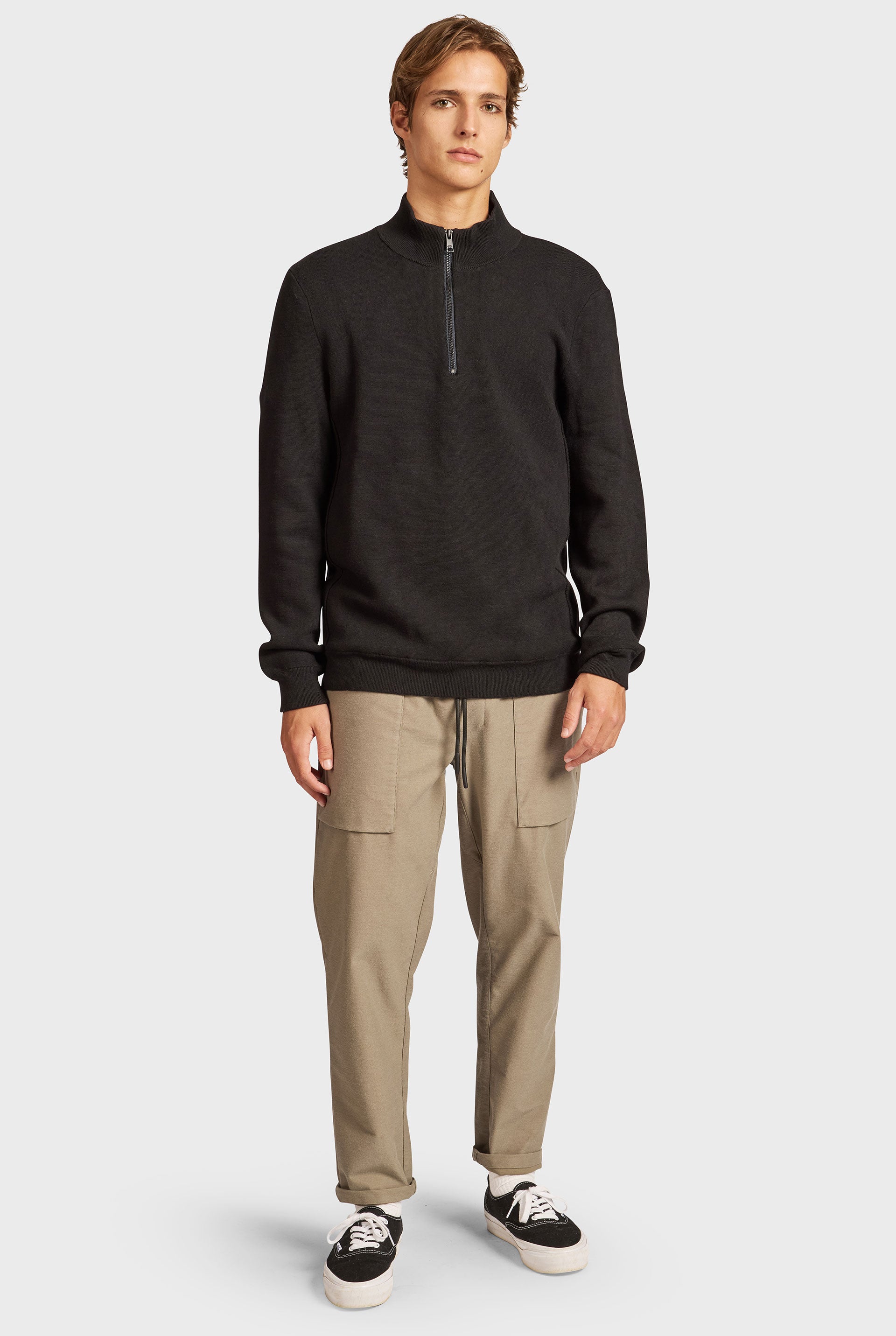 Danzer 1/4 Zip Knit in Black | Academy Brand