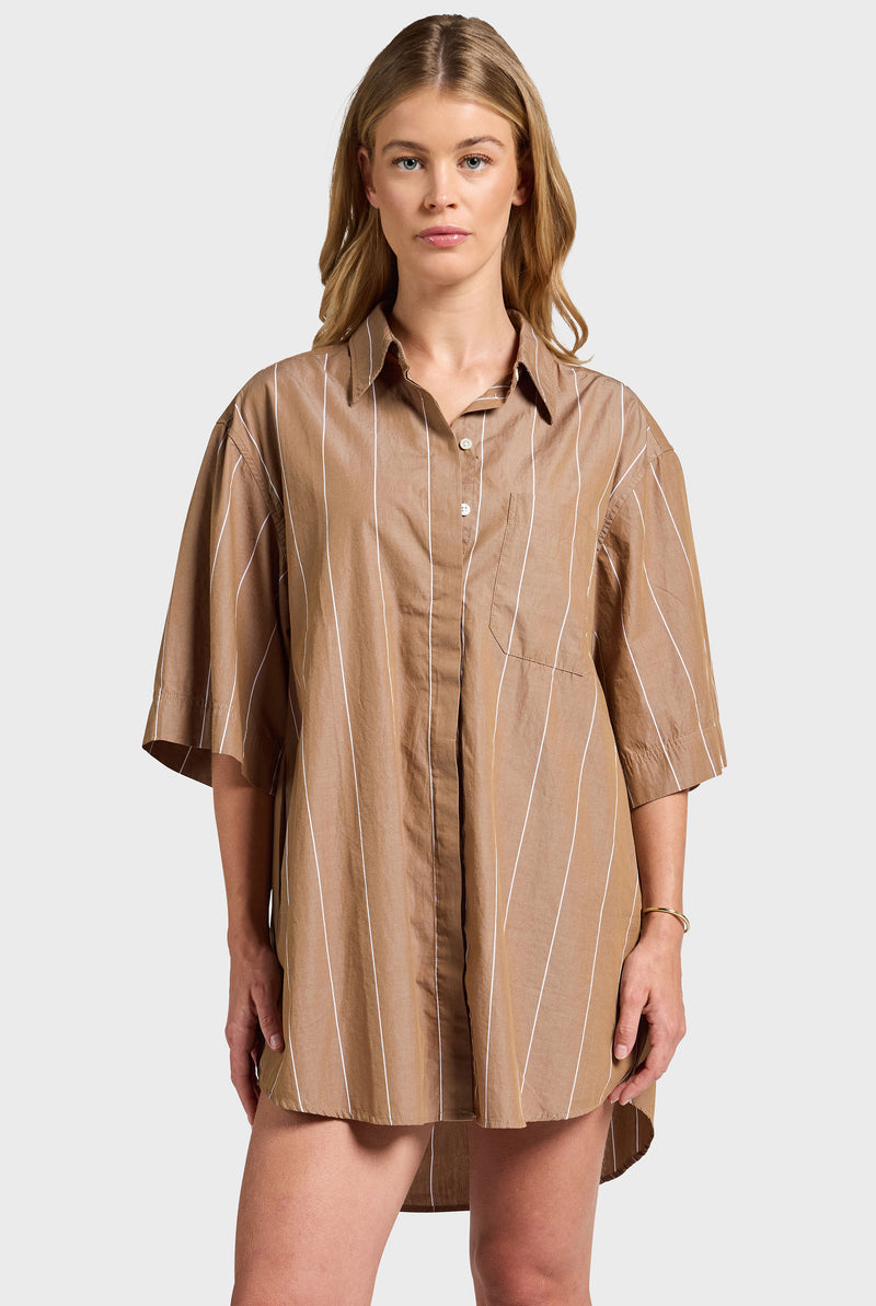 Alma Stripe Poplin Shirt Dress