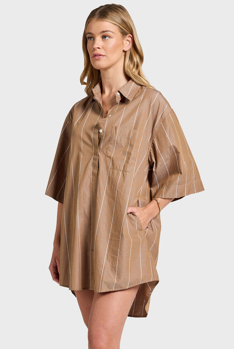 Alma Stripe Poplin Shirt Dress