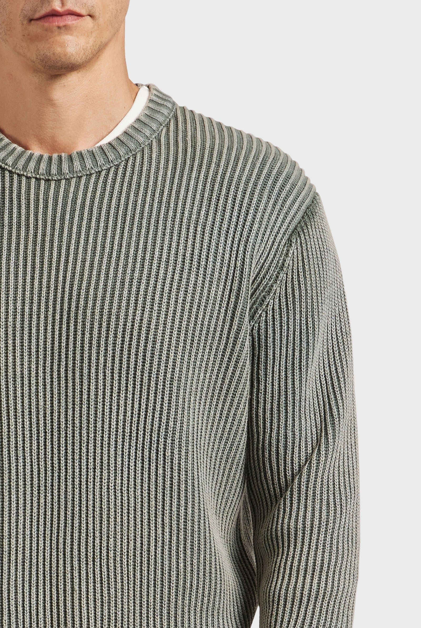 stein– ROUND COLLAR RIB KNIT – GREY