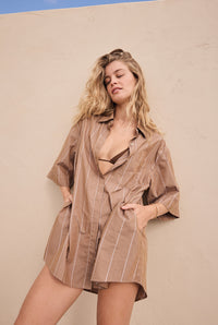 Alma Stripe Poplin Shirt Dress