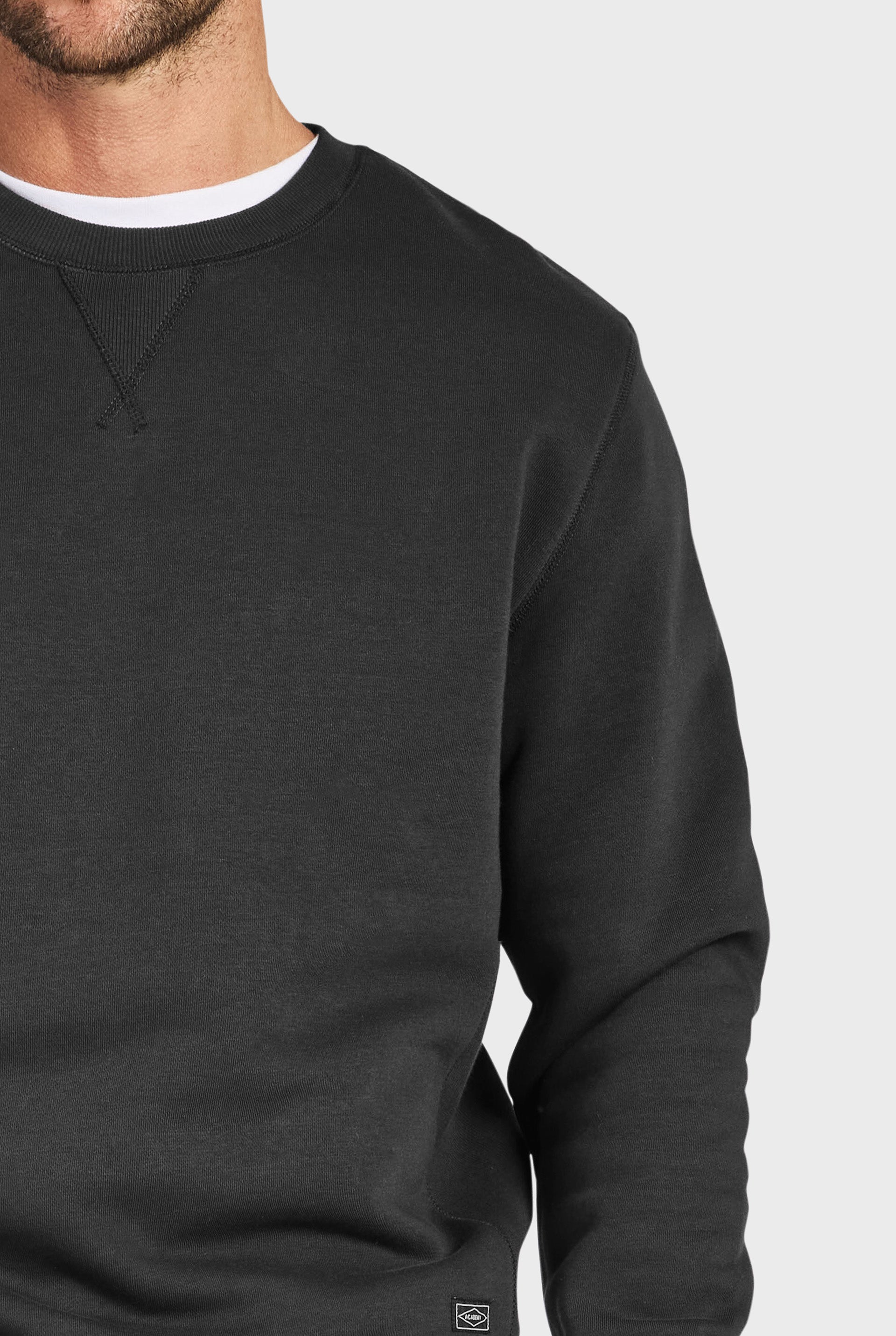 Academy Crew Sweat in Black - Men's Tops | Academy Brand
