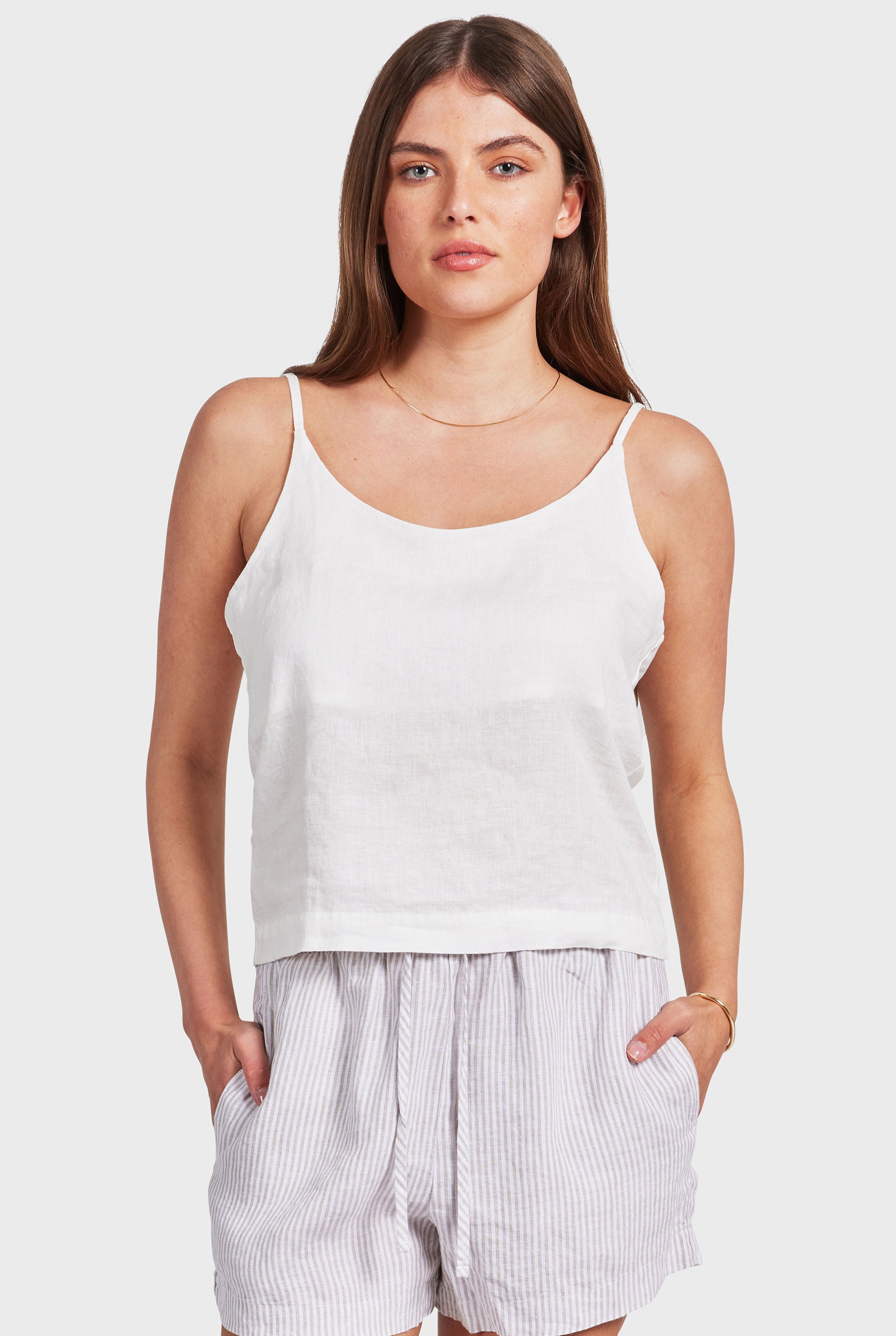 argue cotton linen cami tank-top ホワイト argue cotton linen cami tank-top ホワイト - メルカリ
