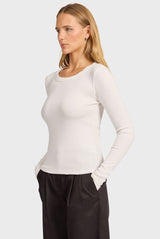 Essential Rib Long Sleeve in White | Academy Brand
