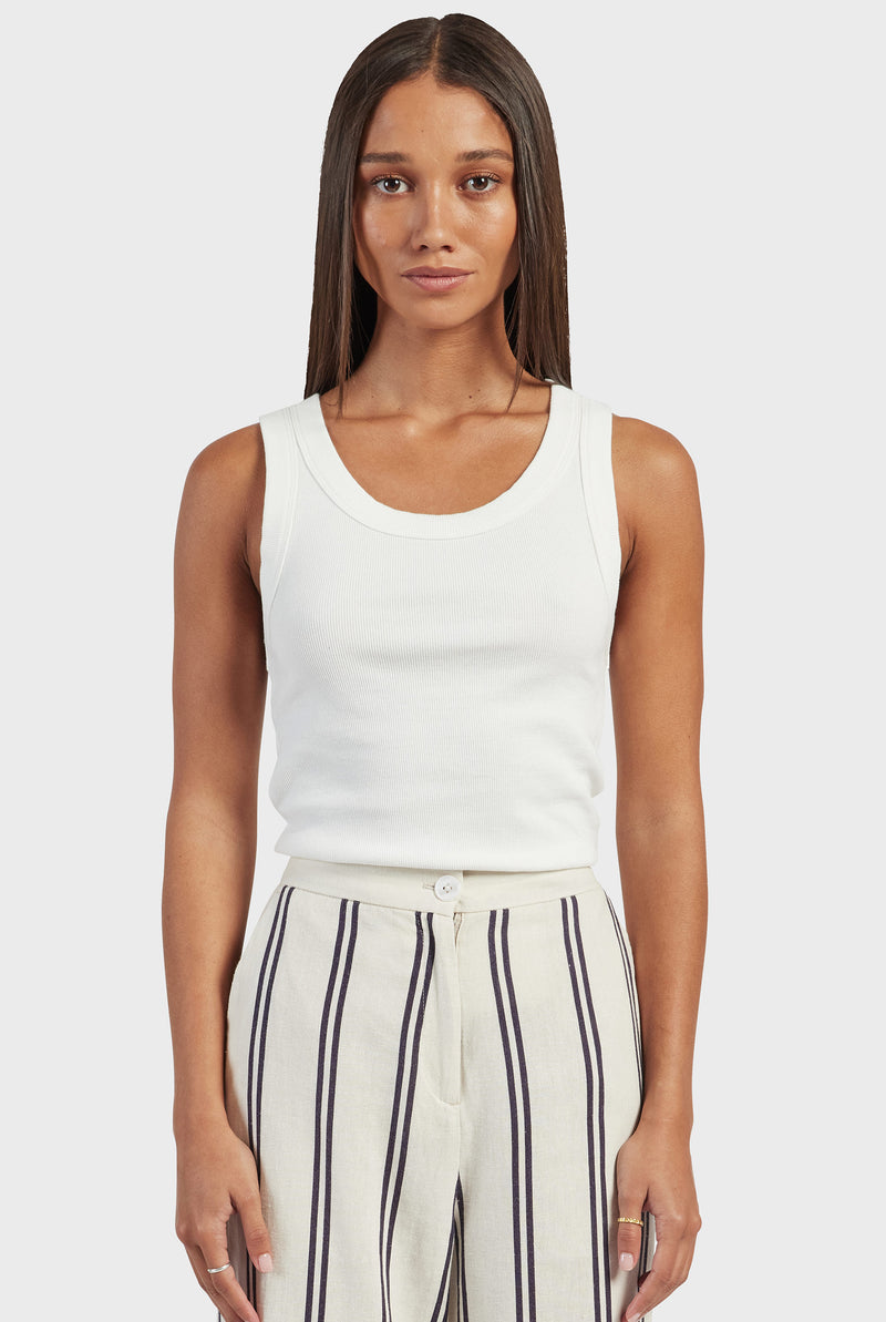 Essential Rib Tank in White | Academy Brand