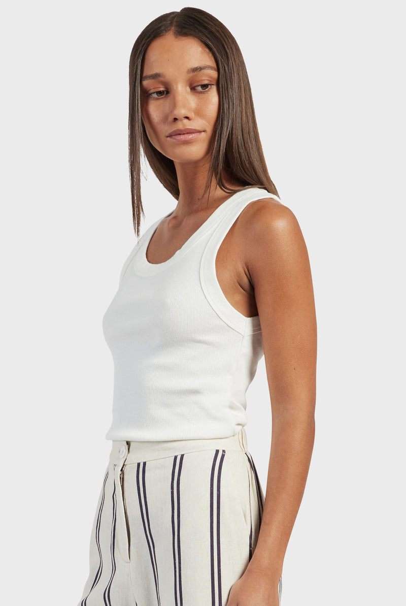 Essential Rib Tank in White | Academy Brand