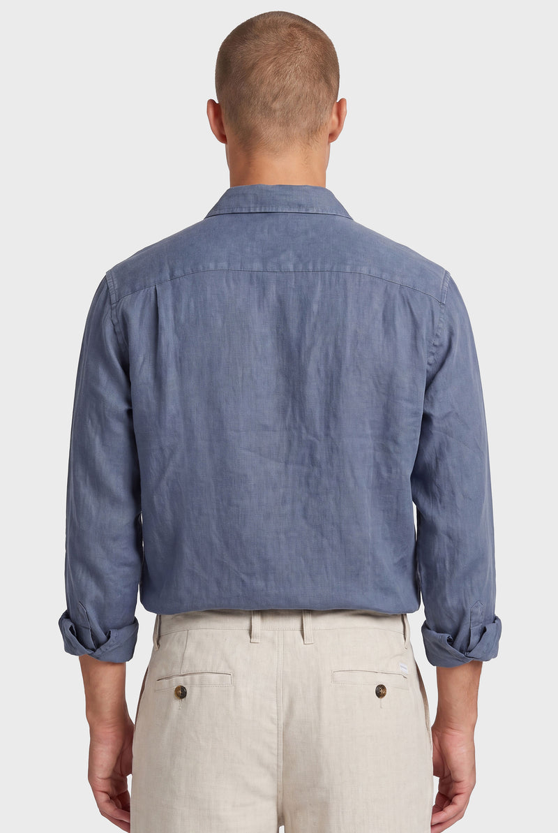 Hampton Linen Shirt in Blue Horizon - Premium Linen Shirt