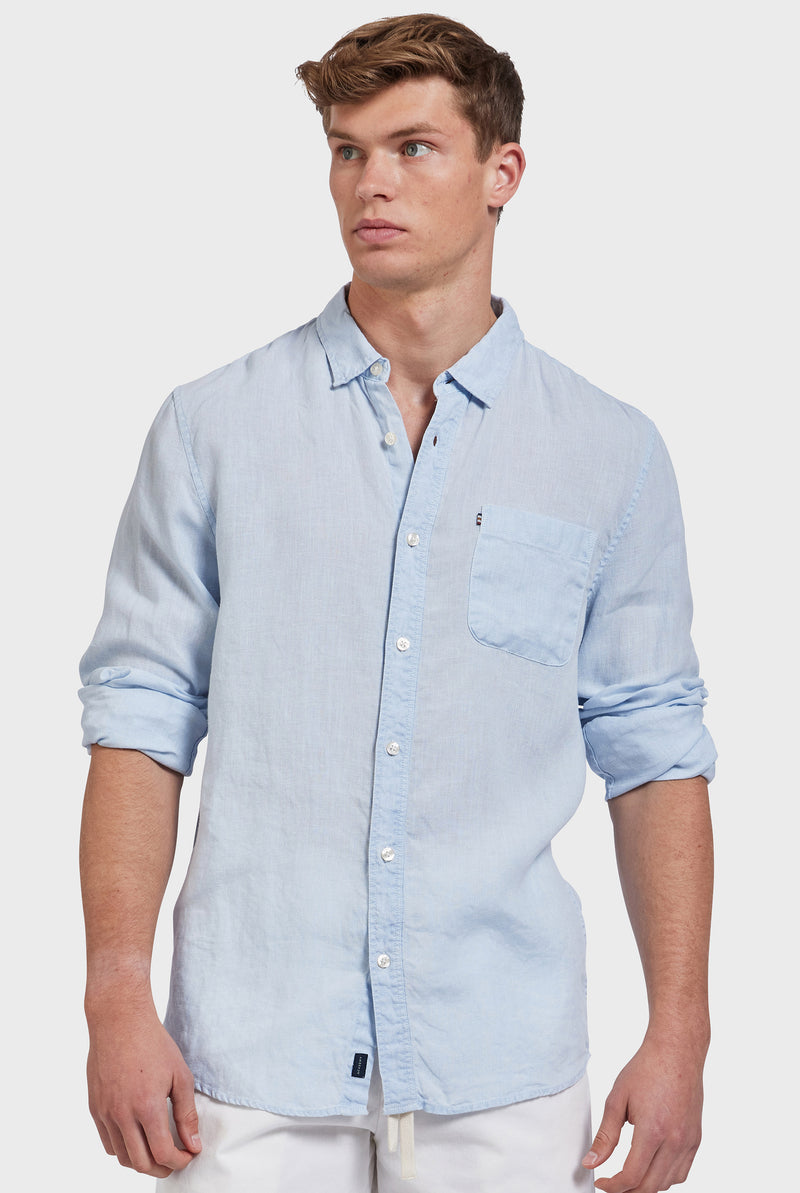 Hampton Linen Shirt in Cloud blue | Academy Brand