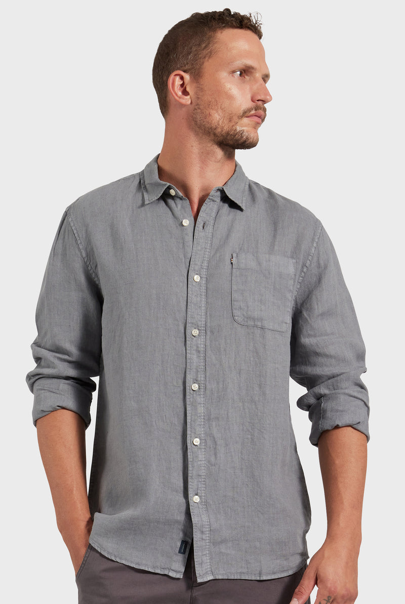 Hampton Linen Shirt in Gunsmoke grey | Academy Brand