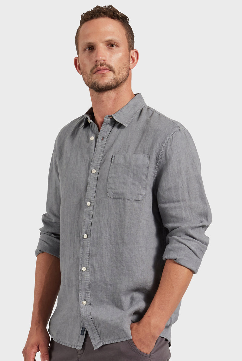 Hampton Linen Shirt in Gunsmoke grey | Academy Brand