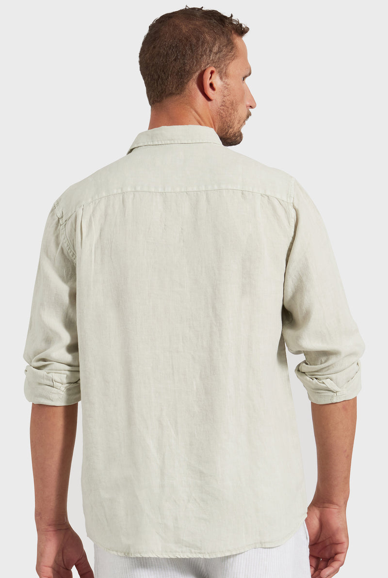 Hampton Linen Shirt in Sage green