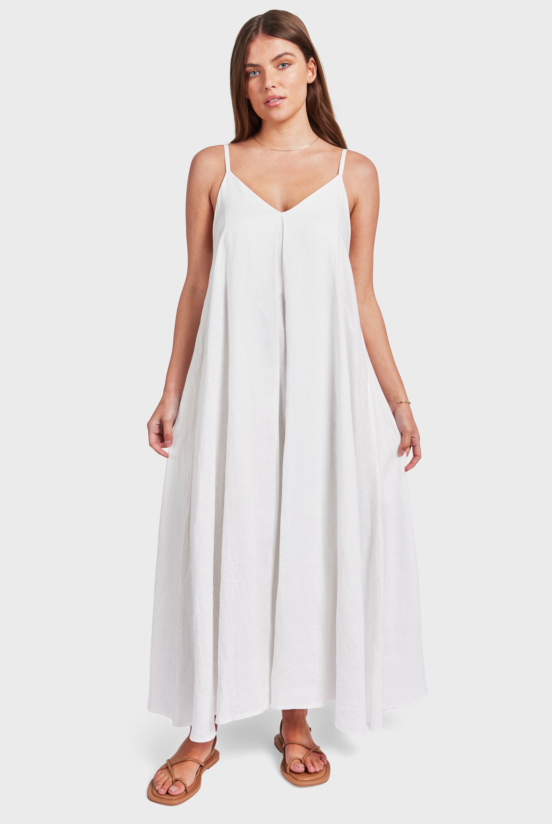 Linen Slip Dress - White