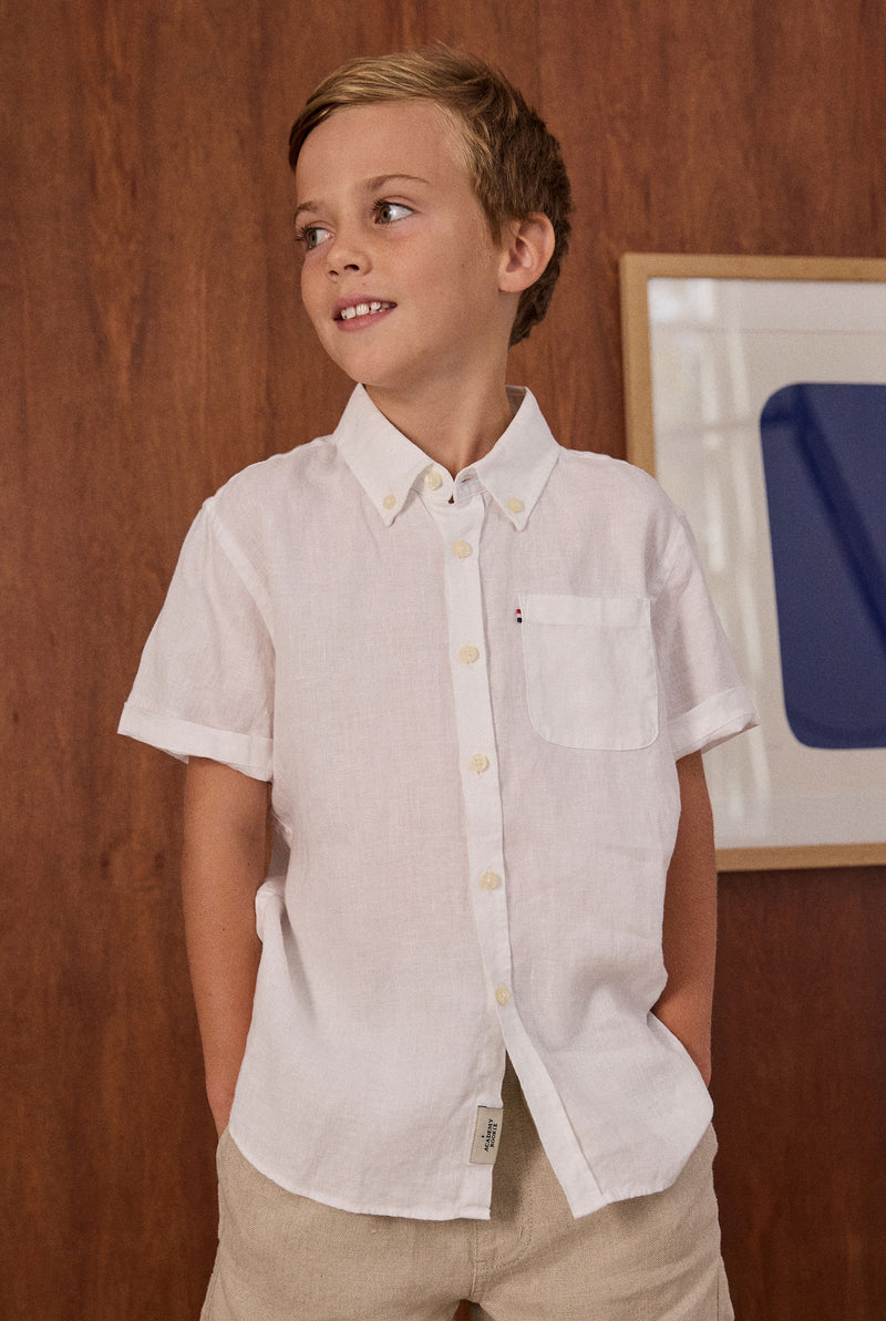 childrens white dress shirts Kids Hampton SS Linen Shirt — Kids Linen Shirt