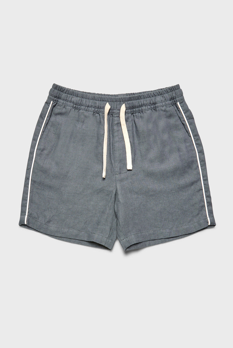 Kids Piped Riviera Linen Short