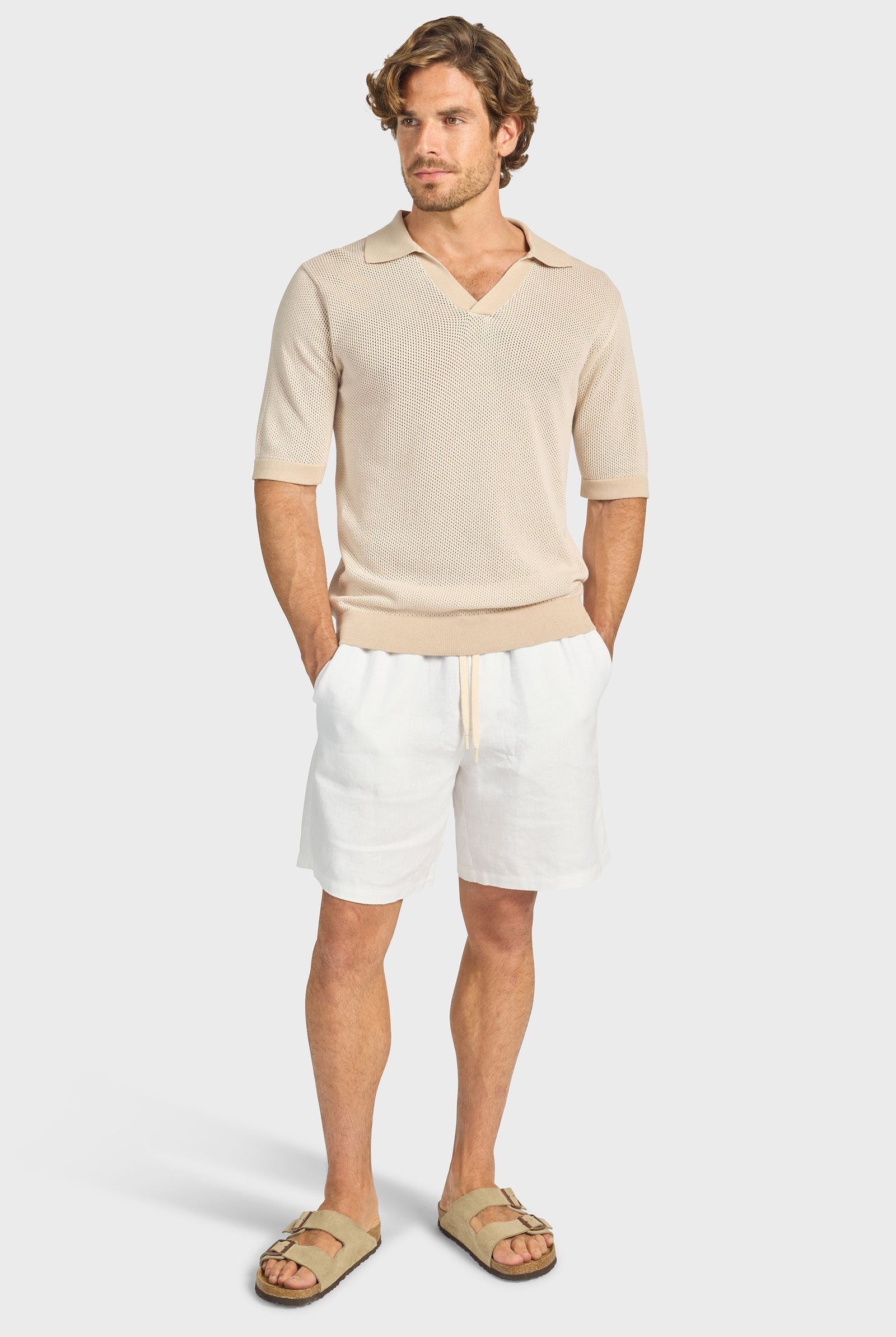 Pyne Knit Polo in Oatmeal | Academy Brand