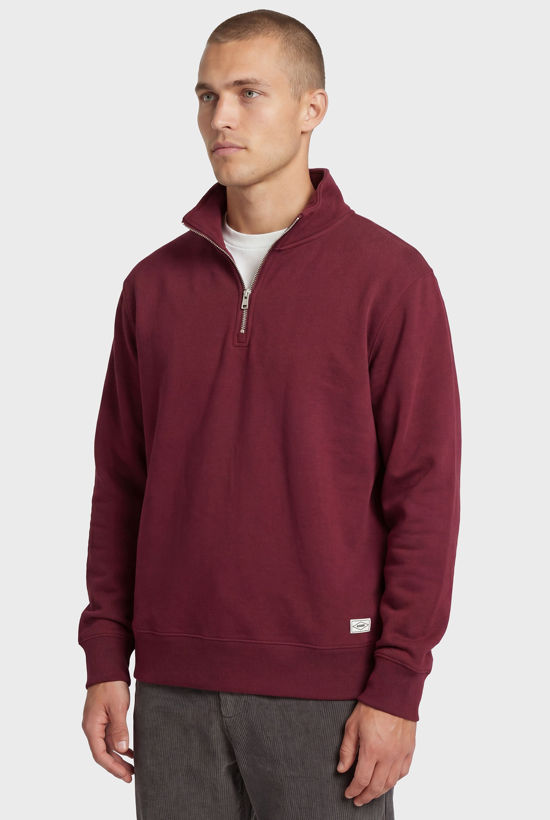 Academy 1/4 Zip Sweat in Oxblood - Men's Sweats | Academy Brand