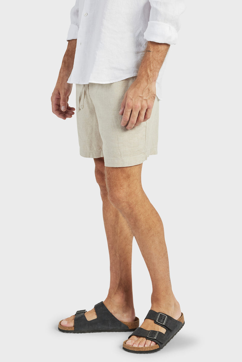 Oatmeal 100% French Flax Linen Men's Shorts