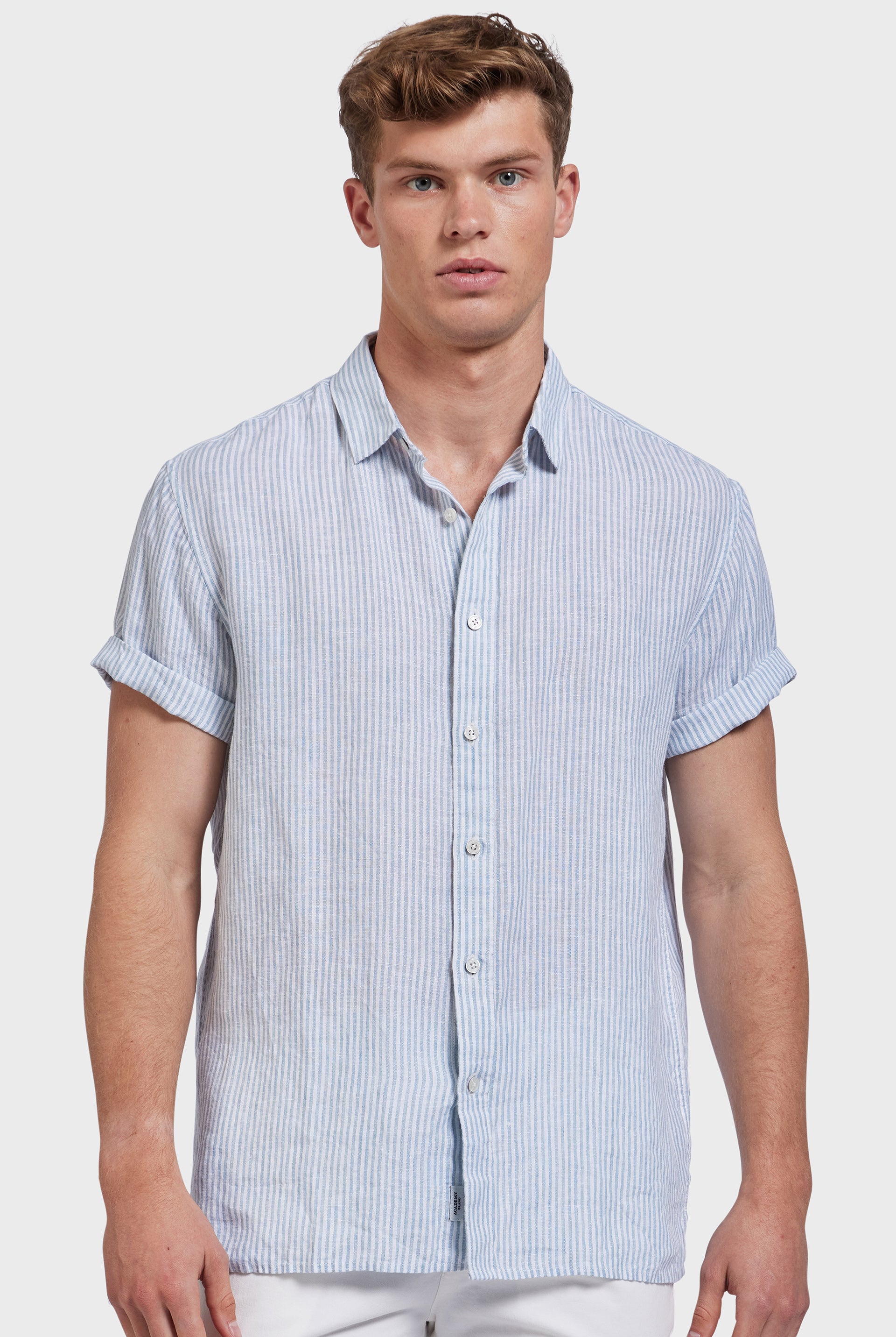 Rory Short Sleeve Linen Shirt in Atlantic blue | Academy Brand