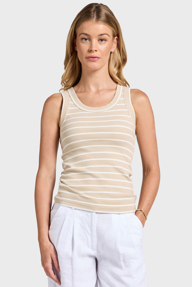 Essential Stripe Rib Tank — Stretch Rib Tank | Academy Brand