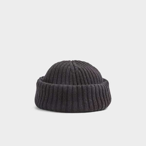 Black wool beanie hat clearance