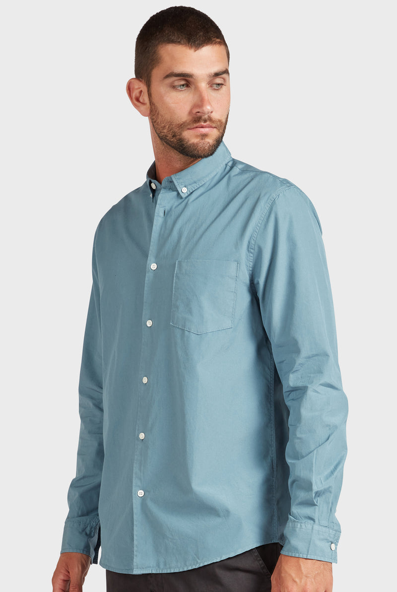Frank Poplin Shirt in | Academy blue Brand Horizon